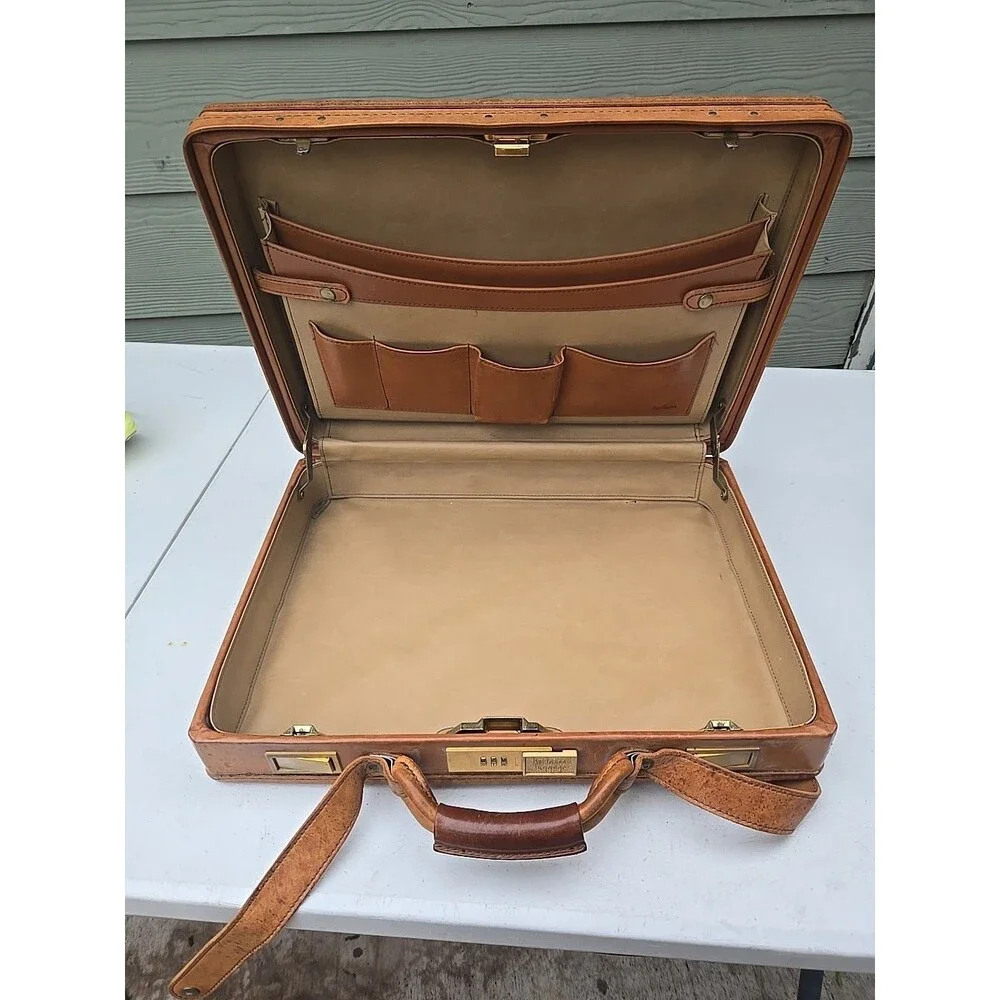 Vintage Hartmann briefcase leather attache tan brown classic business
